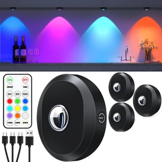 Sprise Touch RGB Light พร้อมหลอดไฟ LED แบบชาร์จไฟได้ระยะไกลหรี่แสงได้ตู้ตู้เสื้อผ้าไร้สาย 1200mAh (3 แพ็ค)