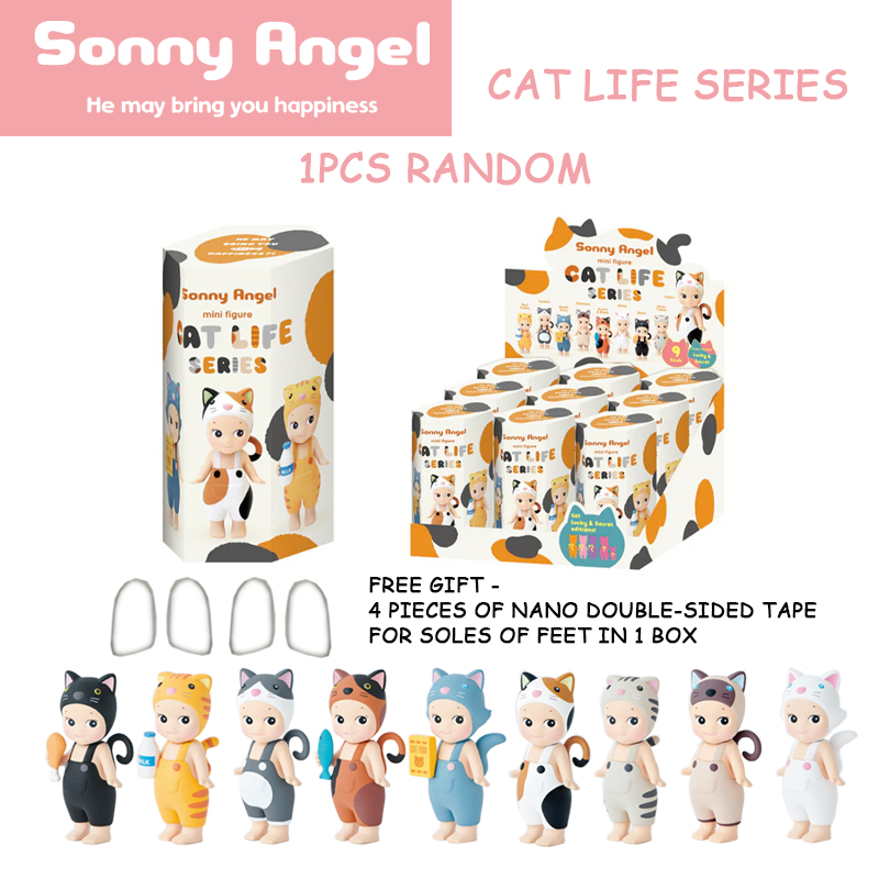 1 ชิ้น Sonny Angel มินิฟิกเกอร์ Cat Life Series น่ารักยืนตกแต่งของเล่นตกแต่งโต๊ะเขาอาจนําความสุข