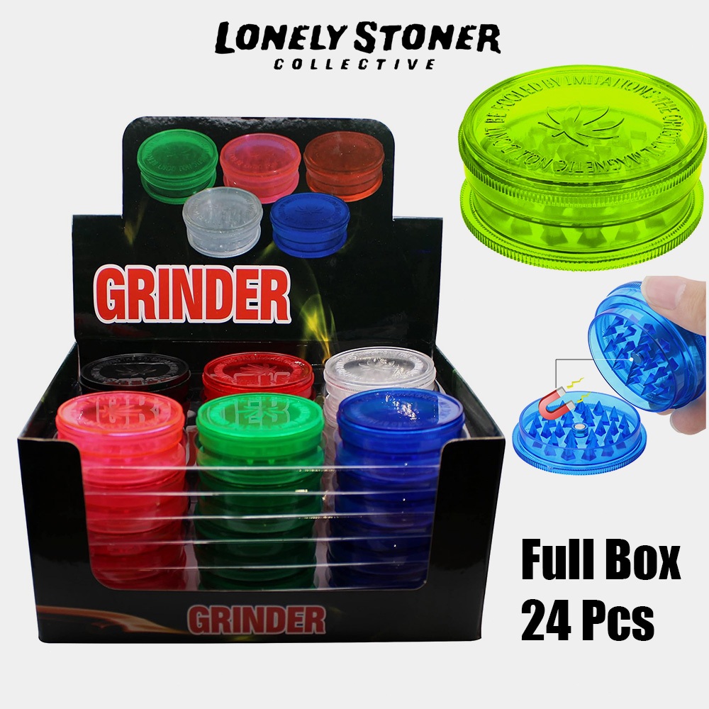(ขายส่ง!! ยกกล่อง 24 ชิ้น) Plastic Grinder ที่บดสมุนไพร 60MM เครื่องบดสมุนไพร ที่บดพลาสติก