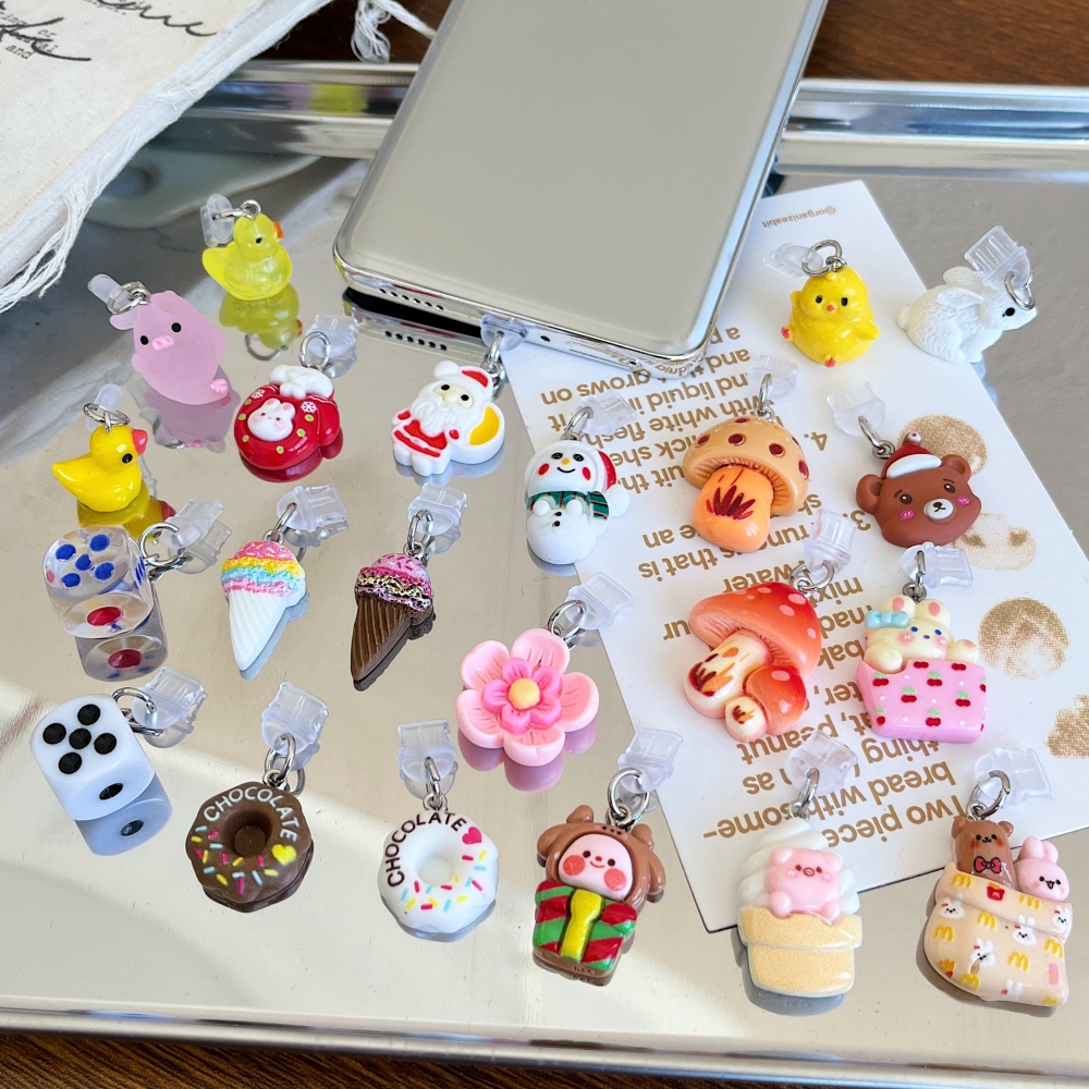 น่ารักการ์ตูนโทรศัพท์ฝุ่น Stopper อุปกรณ์เสริมจี้ตกแต่งสําหรับ iPhone สําหรับ Samsung Type C Huawei Android ชาร์จพอร์ต Protectors