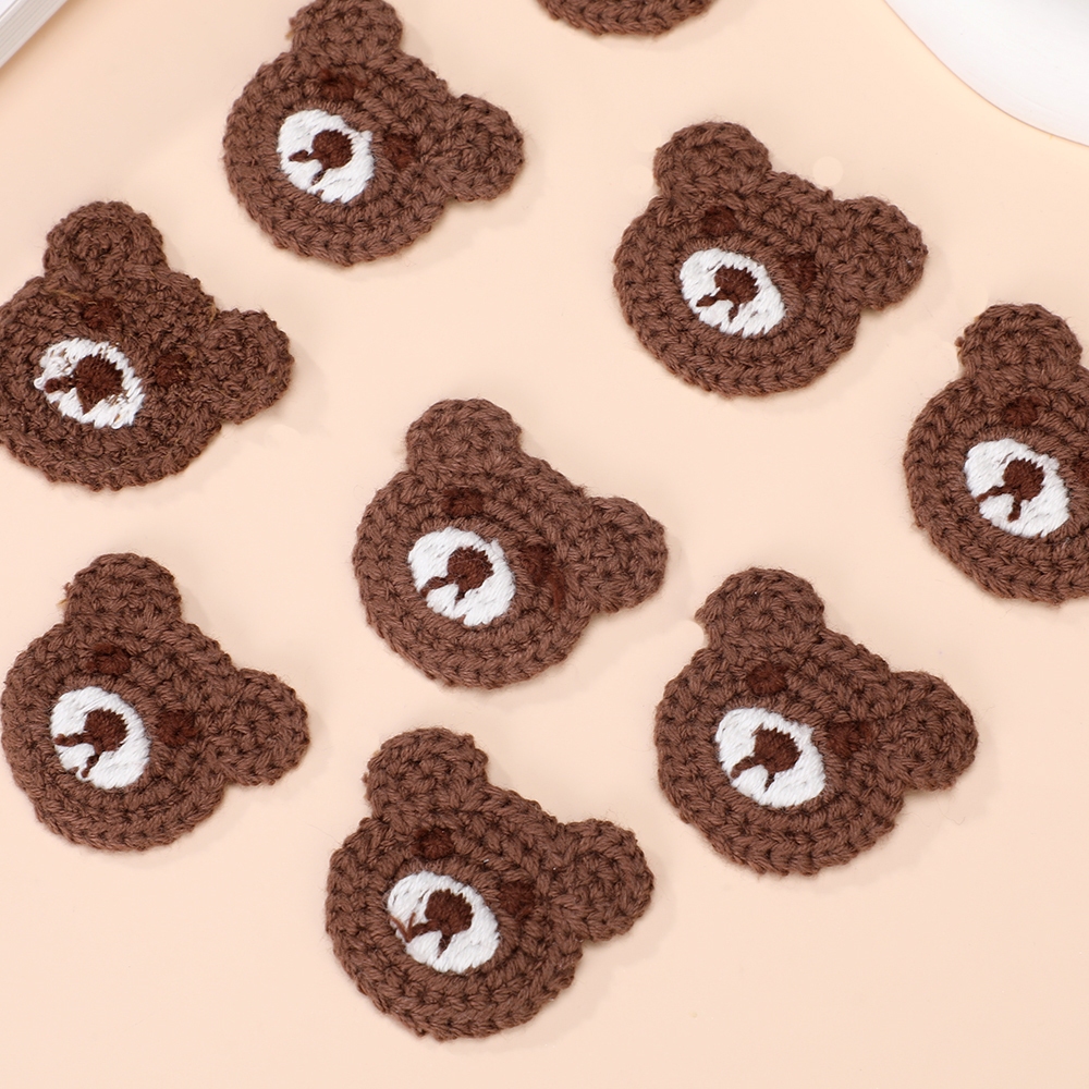 10 ชิ้นสีน้ําตาลใหม่ปักเส้นด้ายหมีแพทช์ ทําเอง เสื้อผ้ารองเท้าหมวกคลิปผมอุปกรณ์ผมสติกเกอร์ผ้า