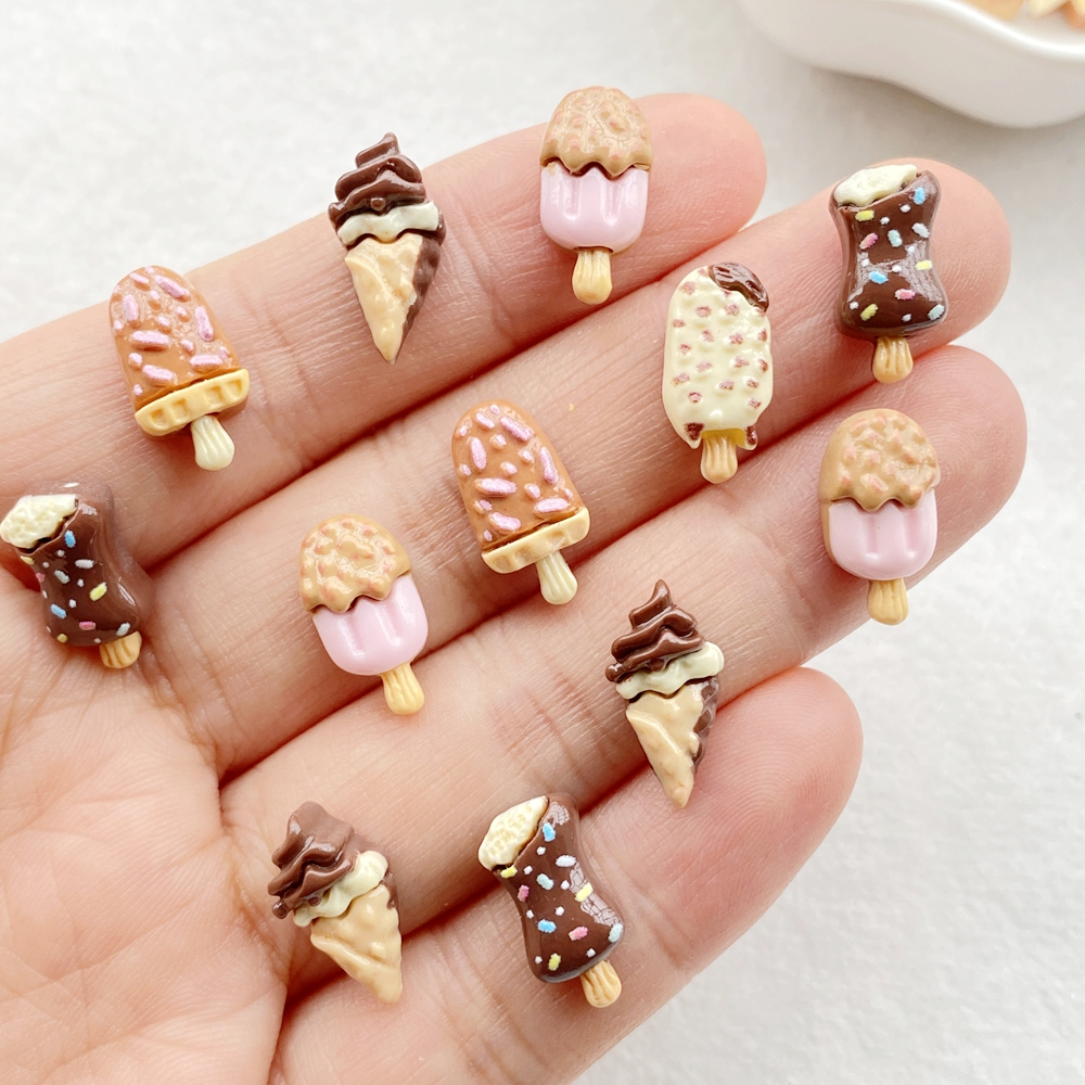 20ชิ้นชุดที่มีสีสันเรซิ่นช็อคโกแลตไอศครีมไอติมเสน่ห์-มินิ แฟลตแบ็ค พลอยเทียม ตุ๊กตาสําหรับ ทําเอง สมุด,เล็บ,เครื่องประดับทํา