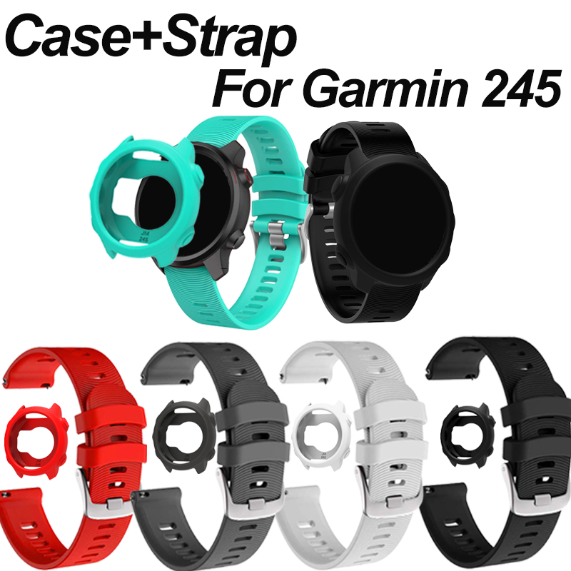【เคส+สาย】สําหรับ Garmin Forerunner 245 สายนาฬิกาซิลิโคน สายนาฬิกา Forerunner 245 เคส