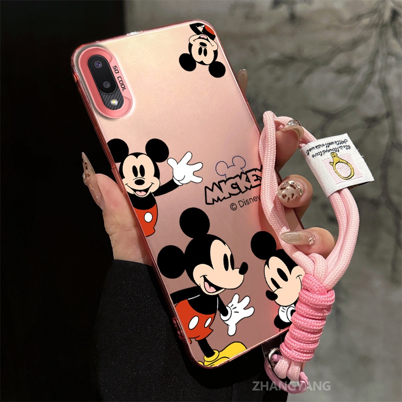 SAMSUNG เคสสําหรับsamsung A02 A10 ซิลิโคนวัสดุเคลือบTPU anti DROPเคสโทรศัพท์ความงามการ์ตูนน่ารักรูปแบบTPU soft Caseพร้อมเชือกแขวน