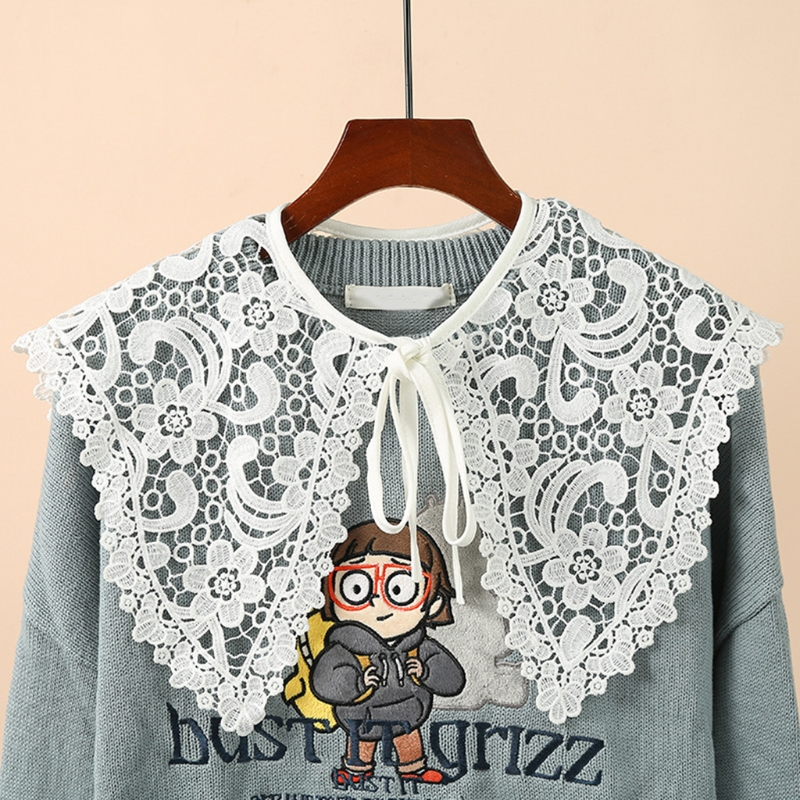 Alia ผู้หญิง Hollow Paisely ดอกไม้ลูกไม้ปลอมคอสามเหลี่ยมผ้าคลุมไหล่สร้อยคอ Capelet