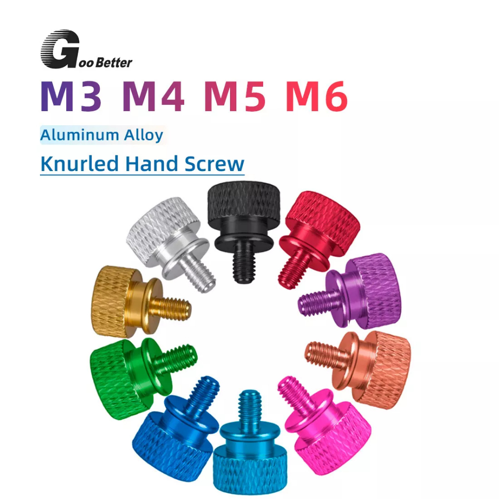 5 ชิ้น PC คอมพิวเตอร์อลูมิเนียม Hand Grip Knob Bolts M6 Knurled Thumb สกรู