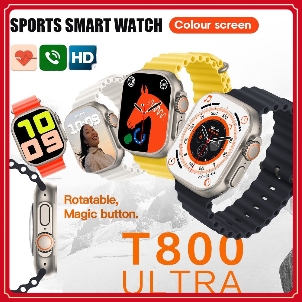 Local Shipmentสมาร์ทวอทช์t800 Ultra 1.99 นิ้วหน้าจอHDบลูทูธโทรกันน้ํากีฬาSmartwatch Heart Rateความดั