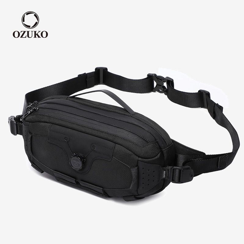 OZUKO โอซูโกะ กระเป๋าคาดเอวผู้ชายความจุขนาดใหญ่กลางแจ้งมัลติฟังก์ชั่กระเป๋าคาดหน้าอกกันน้ํา