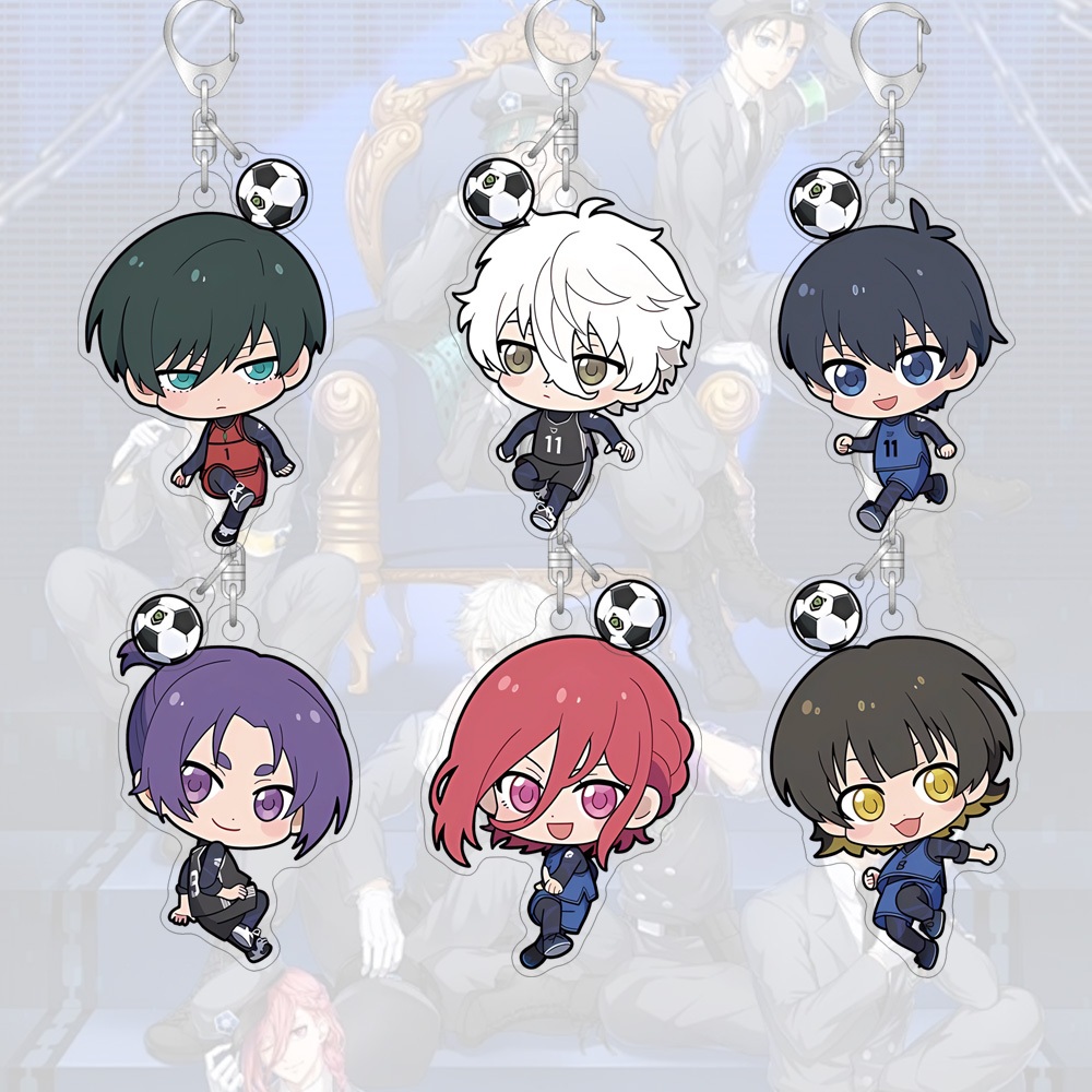 อะคริลิคพวงกุญแจสีฟ้าล็อคอะนิเมะการ์ตูนน่ารักกระเป๋าตกแต่งกระเป๋านักเรียนจี้ขนาดเล็กของขวัญ สําคัญ แหวน