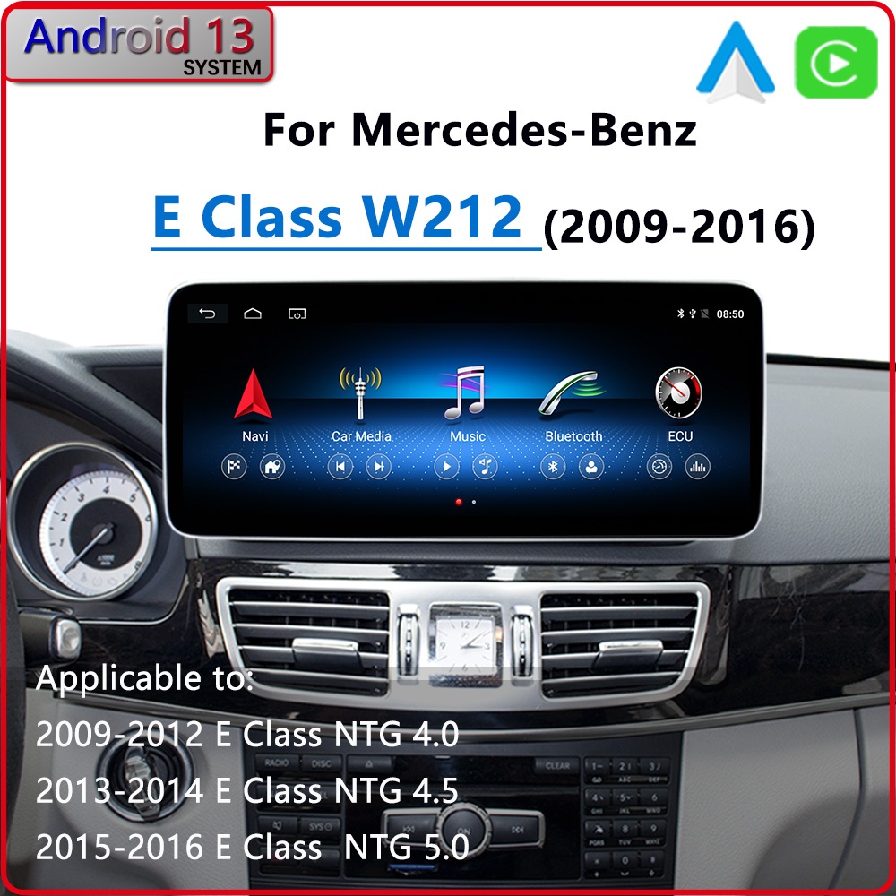 Android 13 สําหรับ Mercedes-Benz W212 E200 2019-016 CarPlay รถวิทยุ GPS นําทางเครื่องเล่นมัลติมีเดีย