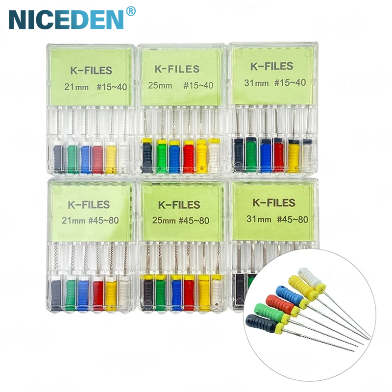 NICEDEN Dental Mani Endo K File Hand File Complete Models 21mm 25mm 31mm For Root canal