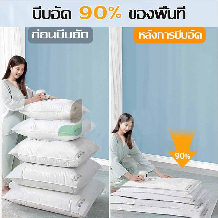 ถุงสูญญากาศ ป้องกันฝุ่นละอองสิ่งสกปรก เพิ่มพื้นที่จัดเก็บเสื้อผ้าผ้านวมหรือกระเป๋าเดินทาง (พร้อมส่งจากกรุงเทพ)