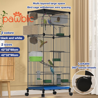 【Ready Stock】Large Solid Bird Cage Cage Wire Thickened Encryption Parrot Cage Bird Cage With Tray Waterer Bird Cage Parrot Cage