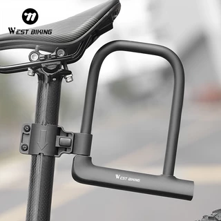 【พร้อมส่งจากกรุงเทพ】WEST BIKING ล็อคจักรยานรูปตัว U, ล็อคกันขโมยรถจักรยานยนต์, ล็อคป้องกันการเฉือนจักรยานเสือภูเขา