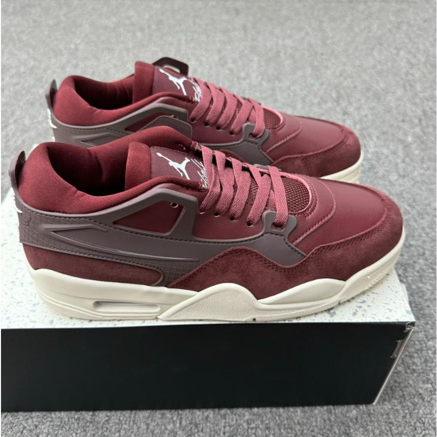 Jordan Air Jordan 4 RM Co-Branded Fashion All-Match Anti-Slip Low-Top รองเท้าบาสเก็ตบอลสีน้ําตาล