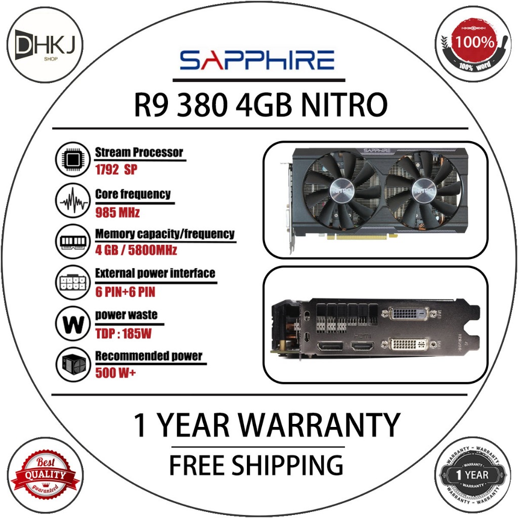 ใช้ SAPPHIRE R9 380 4G NITRO 256Bit GDDR5 กราฟิกการ์ด AMD R9 380 4GB