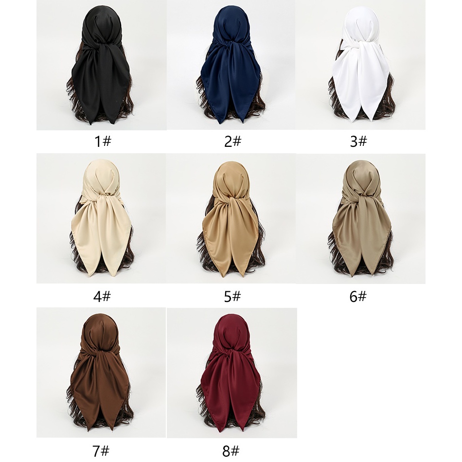 ลาเวน ซาตินธรรมดาผ้าไหมผ้าพันคอสแควร์ บาดาน่า มุสลิมฮิญาบ บาวอล ผ้าไหมรู้สึกคอผ้าพันคอผ้าคลุมไหล่สี่เหลี่ยม