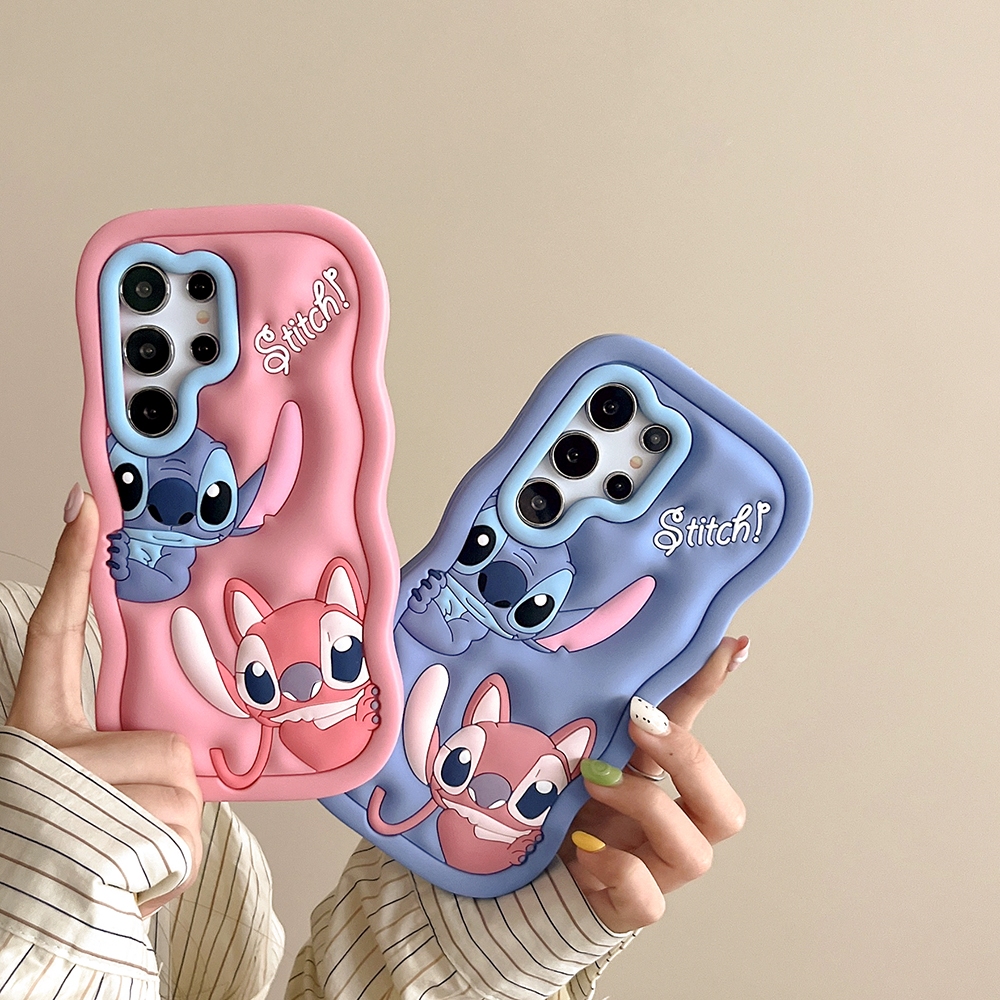 3d น่ารักการ์ตูน Lilo Stitch สําหรับ Samsung Galaxy A25 A32 A34 A35 A52 A55 กลับป้องกันการระเบิดซิลิโคนนุ่ม