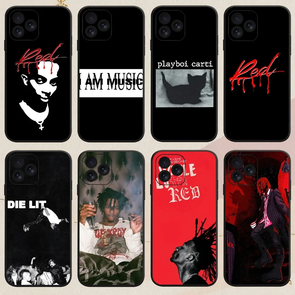 Rapper Playboi Carti ทั้ง Lotta สีแดงเคสโทรศัพท์สําหรับ iPhone 8 14 15 13 12 11 Mini X Xr XS Pro MAX Plus Shell