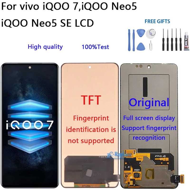 สําหรับ vivo iQOO 7,iQOO Neo5 iQOO Neo5 SE จอแสดงผล LCD Touch Screen Digitizer ชุดกระจกอะไหล่ซ่อม