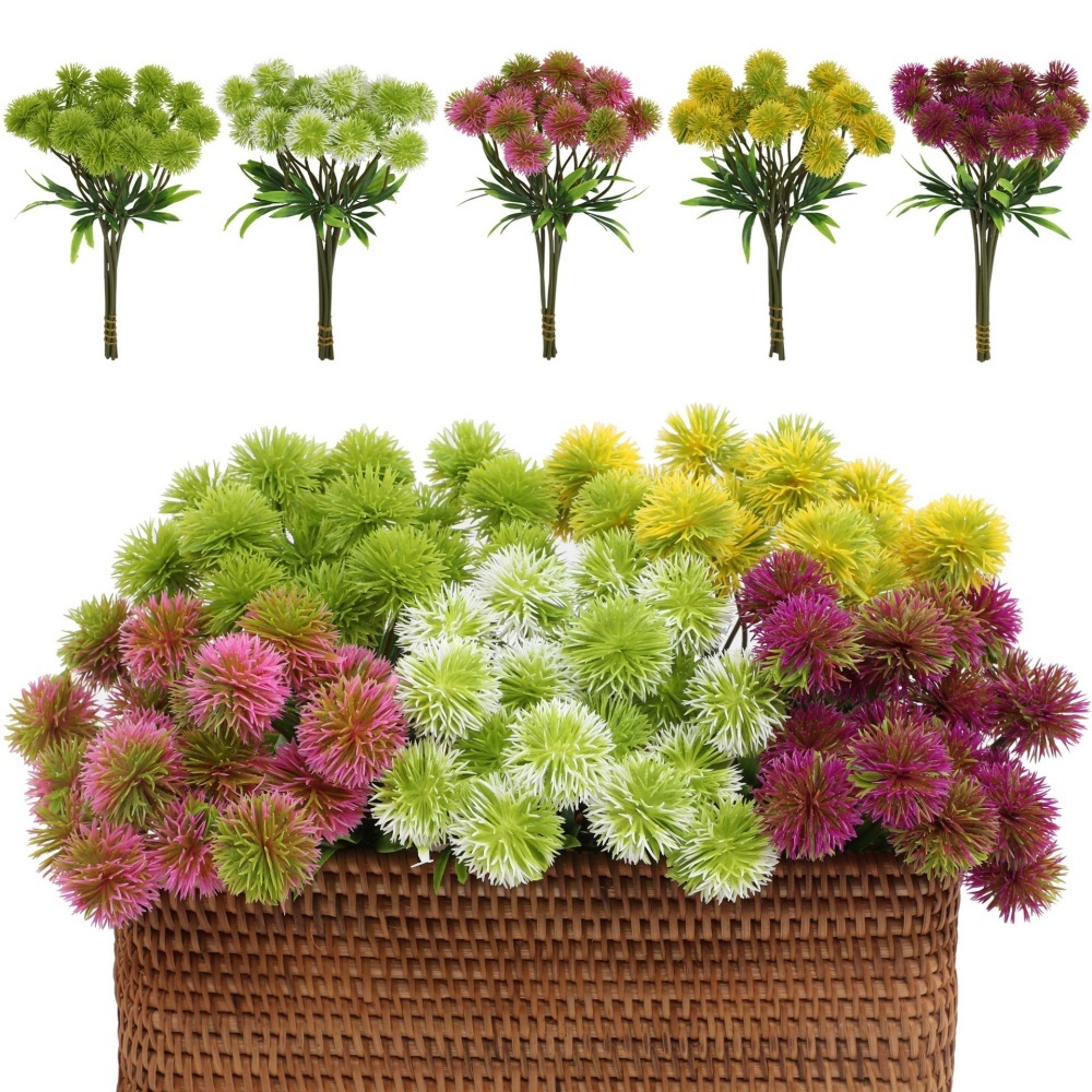 5pcs Dandelion ประดิษฐ์ดอกไม้ Ball Chrysanthemum Bouquet ตกแต่งสําหรับ Party Home Room Decor งานแต่งงานโต๊ะพืช DIY