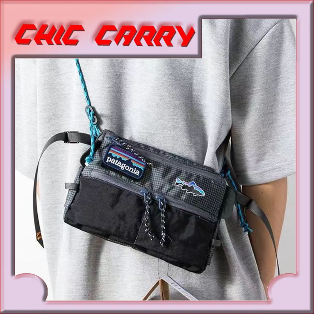 Patagonia กระเป๋าสะพายข้างแฟชั่น ใหม่ กระเป๋าสะพายไหล่ สะพายข้าง ลายปลาบิน
