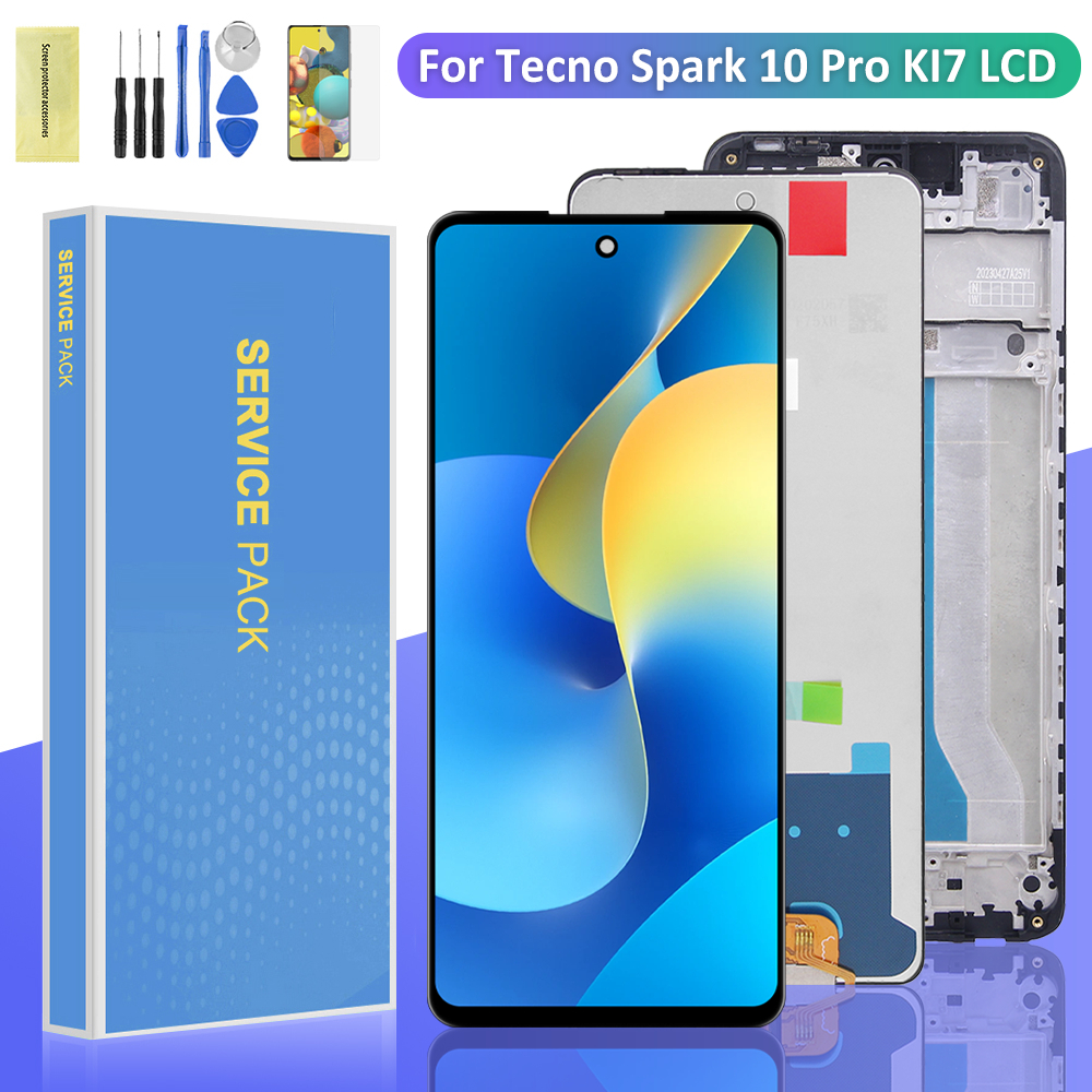 Tecno Spark 10 Pro KI7 จอแสดงผล LCD หน้าจอสัมผัส Digziter พร้อมการเปลี่ยนชุดเฟรม