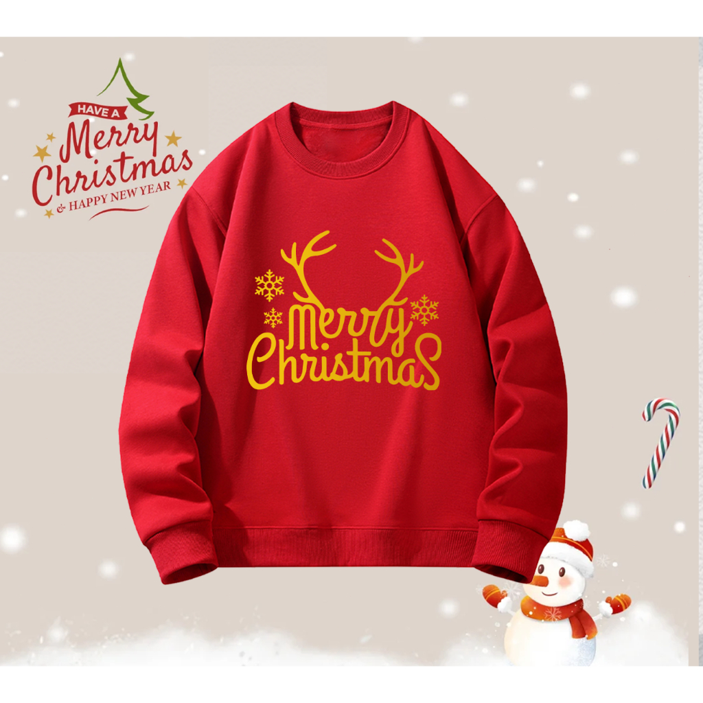 2024 พร้อมส่ งเสื้อสเวตเตอร์ปีใหม่ สีแดง ใหม่ฤดู ลายน่ารักๆ ต้อนรับวันคริสมาสต์ ใส่สบาย ไม่หด ไม่ย้ M-3XL