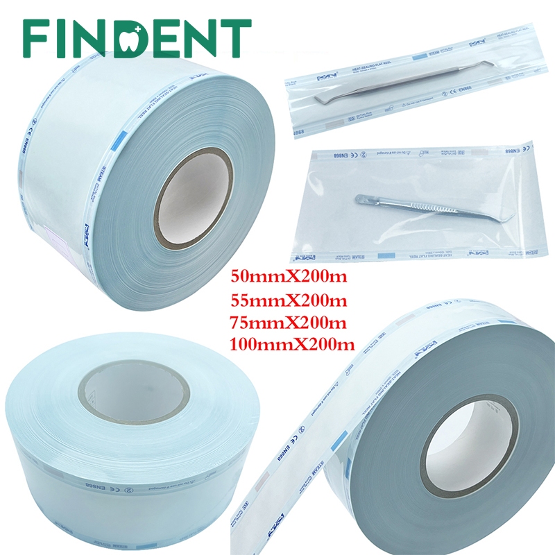 200m ทันตกรรมฆ่าเชื้อม้วนถุงฆ่าเชื้อเครื่องมือทิ้ง Autoclave ถุงบรรจุสําหรับเครื่องซีลผลิตภัณฑ์ในช่องปาก