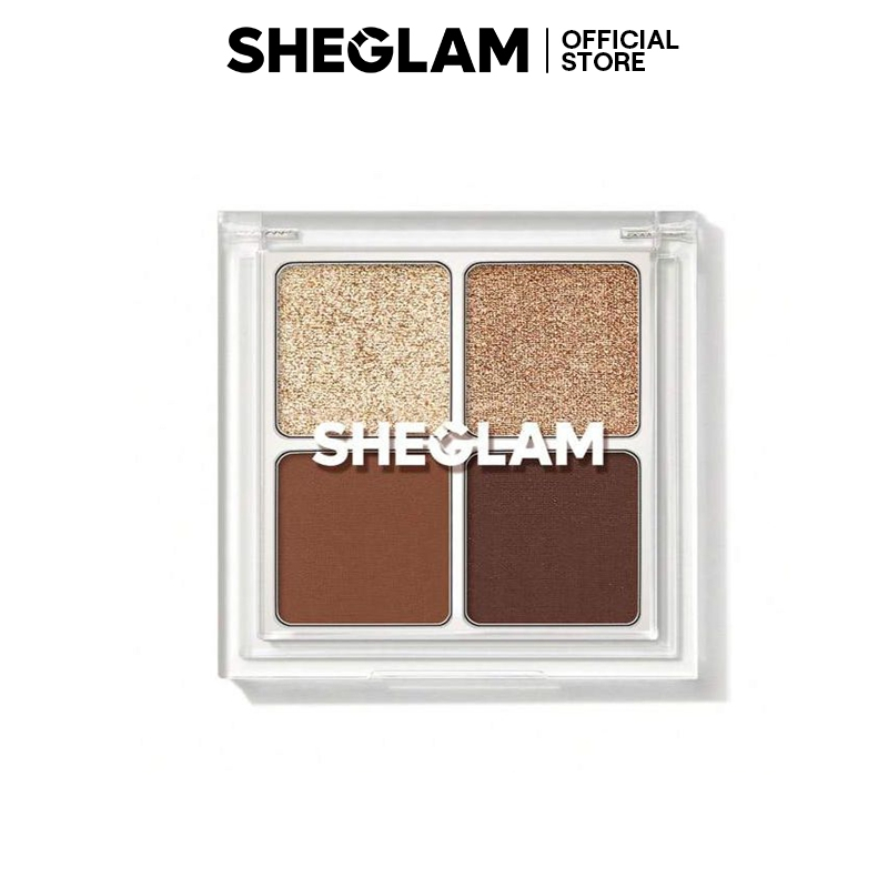 Sheglam Cosmic Crystal Eyeshadow Quad-Charm School 4 สี Matte Glitter Eyeshadow Palette Rose Gold Warm Peach Brown ติดทนนาน Ultra Pigmented Smooth Blendable อายแชโดว์