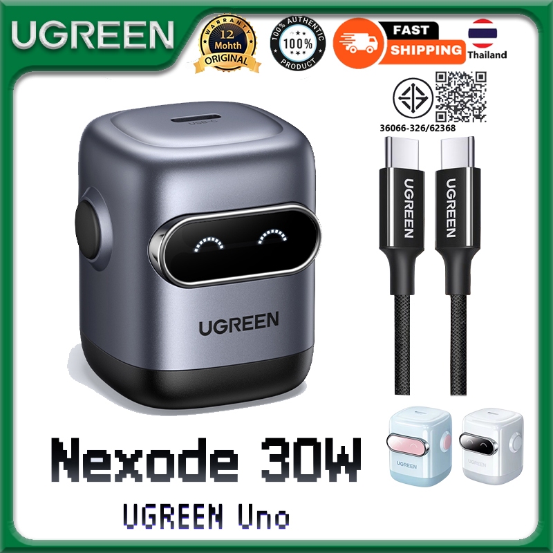 Ugreen Uno Robot GaN Charger 30W USB C Fast Charger QC4.0 3.0 PPS PD3.0 Wall Charger Power Adapter
