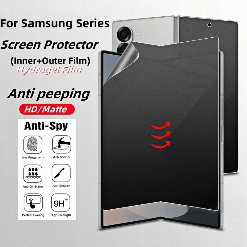 Anti peeping Hydrogel ฟิล์มสําหรับ Samsung Galaxy Z Fold 8 7 6 5 4 Samsung Z Flip 8 7 6 5 4 3 คลุมทั้งหมดด้านใน + Outer ป้องกันหน้าจอ Matte ฟิล์ม