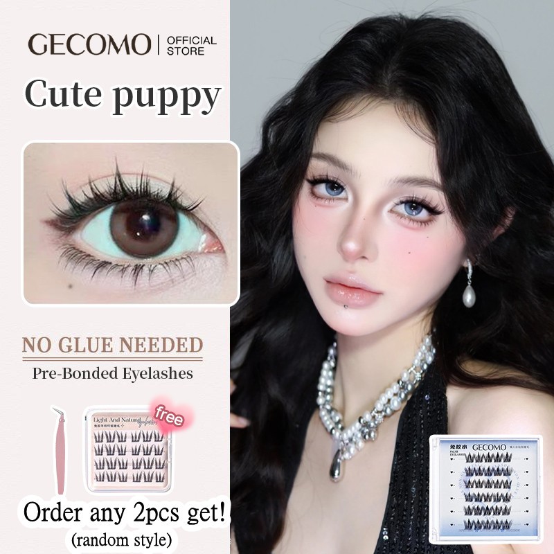 GECOMO ขนตาปลอมแบบไม่มีกาว ไม่จำเป็นต้องใช้กาว สำหรับผู้เริ่มต้น ขนตาแบบใช้ซ้ำได้