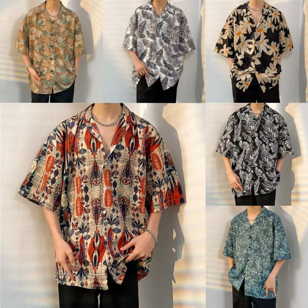 เสื้อฮาวาย hawaii ผ้านิ่มขึ้น สไตล์เกาหลีมาแรง ฮาวายสไตล์เกาหลี เสื้อเชิ้ตแนวเกาหลี ไซซ์ M-3XL 100 แบบ รุ่น R30