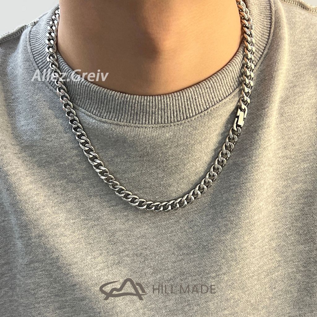 คิวบาโซ่หนาไทเทเนียมเหล็กสร้อยคอผู้ชาย/อินเทรนด์เย็นที่เรียบง่ายอเนกประสงค์ถนนฮิปฮอปคู่อุปกรณ์เสริม/ซูเปอร์คุณภาพสูงไม่ซีดจาง อืม34
