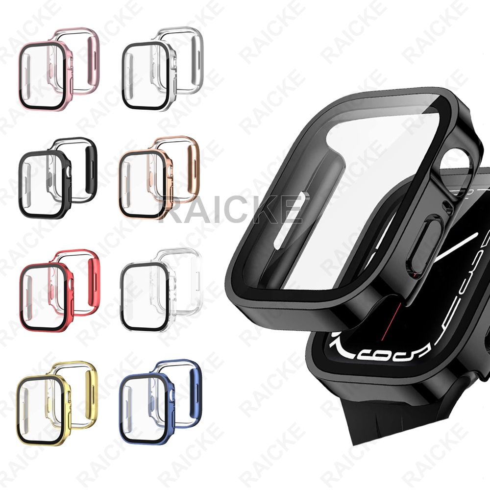 Glossy กันน้ําป้องกันหน้าจอแก้ว + ฝาครอบเต็มกรอบสําหรับ iWatch Series 11/10/9/8/7/6/5/4/SE Ultra 49mm 46mm 45mm 41mm 44mm 42mm