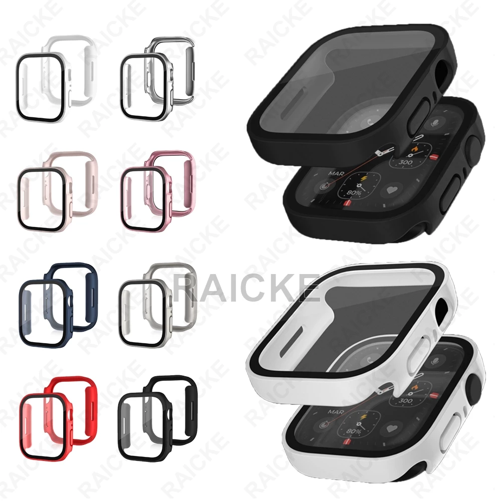 ผ้าป้องกันหน้าจอกันน้ำ Matte Glass + Cover กรอบเต็มรูปแบบสำหรับ iWatch Series 11/10/9/8/7/6/5/4 / SE Ultra 49mm 46mm 45mm 41mm 44mm 40mm 42mm