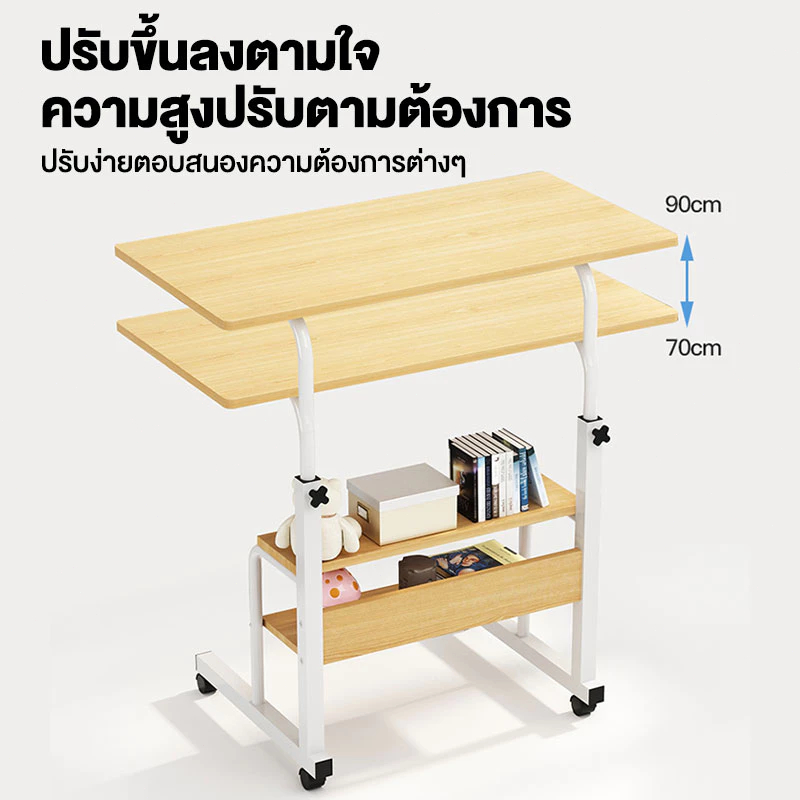 โต๊ะคอมข้างเตียง พร้อมชั้นวางของขาเหล็กกล้าพ่นสีกันสนิม มีหลายขนาด สไตล์โมเดิร์น - รูปที่ 3