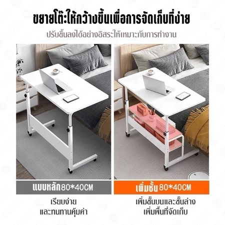 โต๊ะคอมข้างเตียง พร้อมชั้นวางของขาเหล็กกล้าพ่นสีกันสนิม มีหลายขนาด สไตล์โมเดิร์น - รูปที่ 7