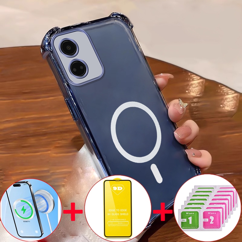 [4 in 1] เคสกระจกนิรภัยสำหรับ SAMSUNG a33 5g samsung a53 5g samsung a73 5g เคสโทรศัพท์แบบนุ่ม ซิลิโคนกันกระแทก ดีไซน์ใหม่ สวยงาม ใส ไร้สาย SJMBS01 - รูปที่ 6