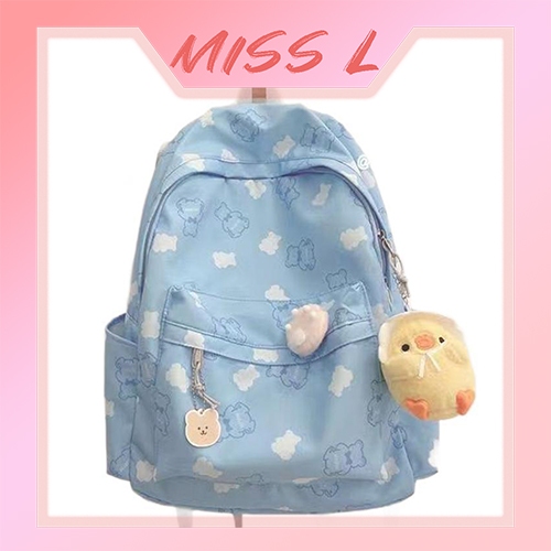 Korea Korea ins Bear กระเป๋าเป้พิมพ์ลายการ์ตูน Japanese All-Match Soft Girl Backpack