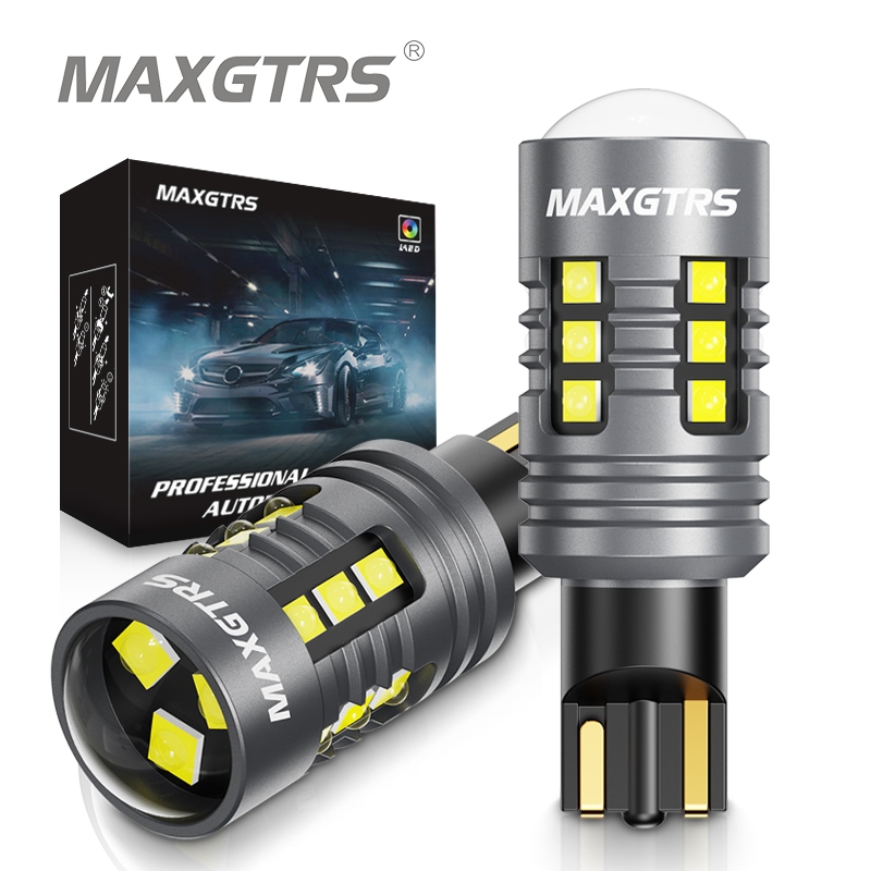 Maxgtrs 2pcs W16W T15 LED Canbus ข้อผิดพลาดฟรีไฟสํารอง T16 921 912 W16W หลอดไฟรถย้อนกลับ 6500K สีขาว 12V เลนส์