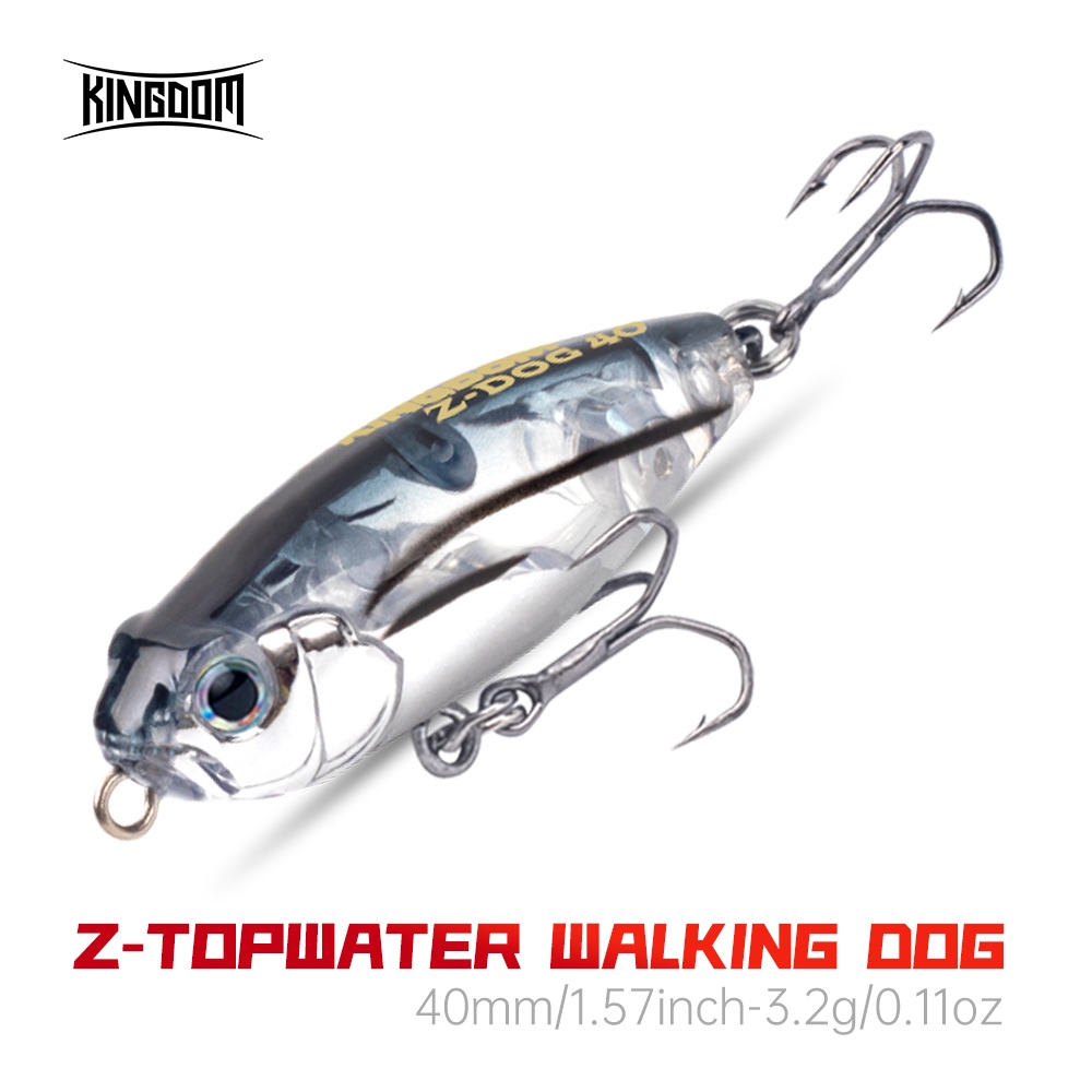 Kingdom Z-Dog Fishing Lure 40 มม.3.2g ดินสอลอย ABS Lure Hard เหยื่อ Z-Action Stickbait Topwater Hard เหยื่อ VMC Hook Surface Walk สุนัขตกปลาเหยื่อ Wobblers สําหรับ Bass Pike Trout