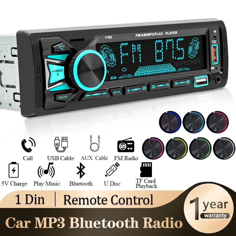 เครื่องเล่น MP3 วิทยุ FM บลูทูธ 1din Sreo พร้อมรีโมตคอนโทรล AUX USB TF สําหรับรถยนต์