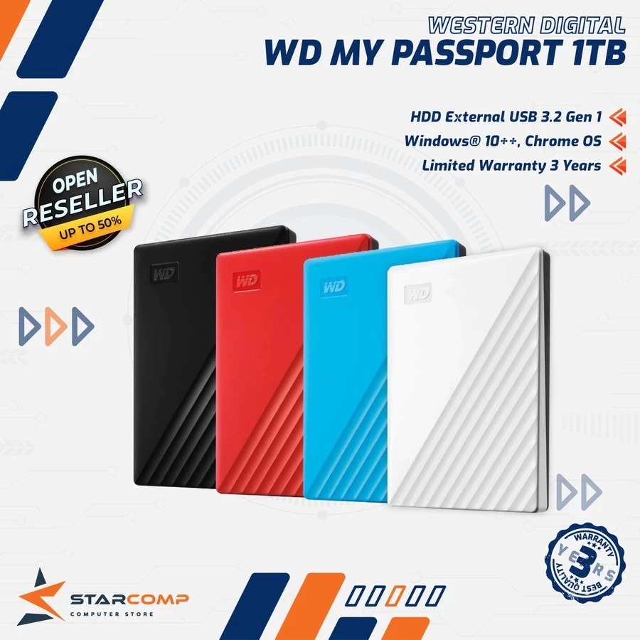 Wd Western Digital ฮาร์ดไดรฟ์แบบพกพา 1TB /2TBMy Passport USB 3.0 (2.5") [ใหม่]