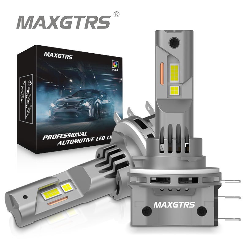 Maxgtrs 2pcs H15 LED ไฟหน้าหลอดไฟ CANBUS 6500K สีขาว 30000LM รถ High Beam DRL ขับรถโคมไฟพัดลมระบายความร้อน