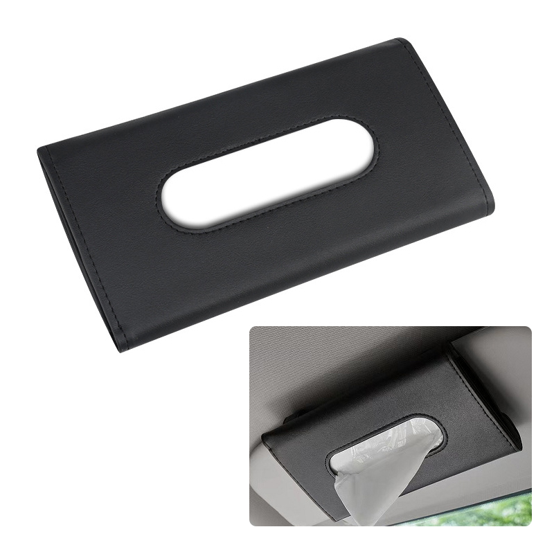 กล่องกระดาษทิชชูรถ PU หนังกล่องกระดาษทิชชูสําหรับ Sun Visor อุปกรณ์เสริมในรถยนต์