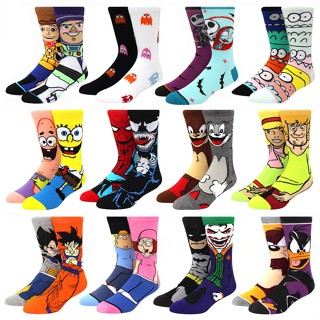 ถุงเท้าผู้ชายแฟชั่น การ์ตูน ถุงเท้าผู้หญิงใส่สบาย ถุงเท้าขนา…