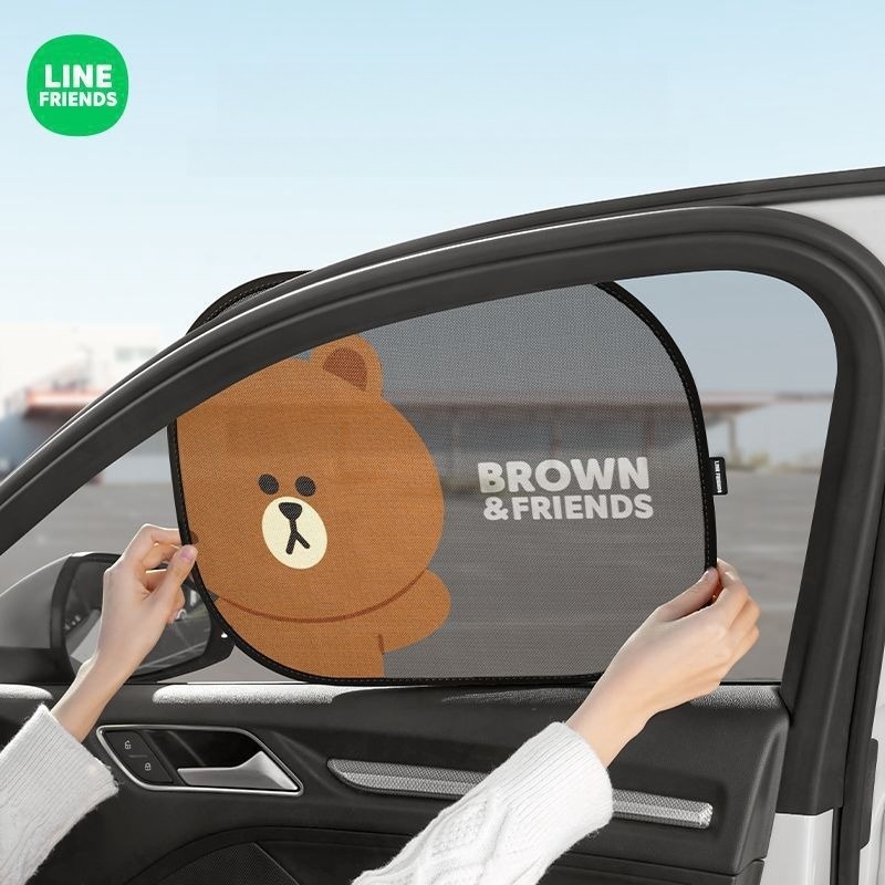 LINE FRIENDS✨ ม่านรถยนต์ด้านข้างแบบดูดถ้วย ป้องกันแสงแดด ม่านบังแดด