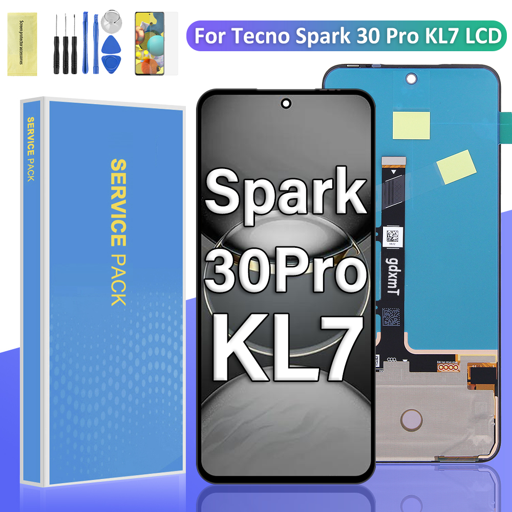 Tecno Spark 30 Pro KL7 จอแสดงผล LCD Touch Screen Digitizer พร้อมการเปลี่ยนประกอบกรอบ